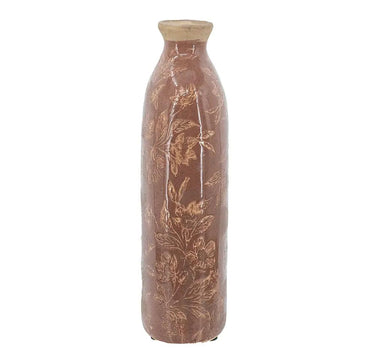 Ceramic Red Floral Motif Vase Small 5" x 10"