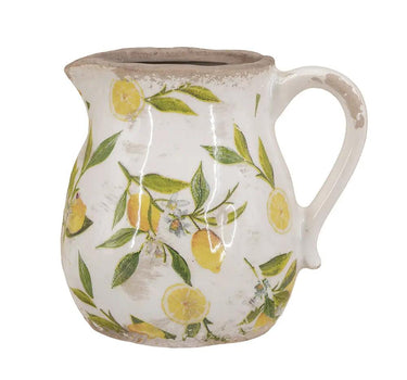A&B White Ceramic Lemon Pitcher Vase 6.3" x 6" - Vases Merchandise