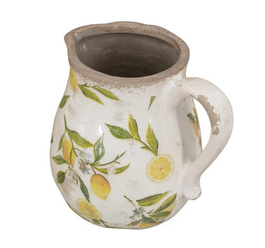 A&B White Ceramic Lemon Pitcher Vase 6.3" x 6" - Vases Merchandise