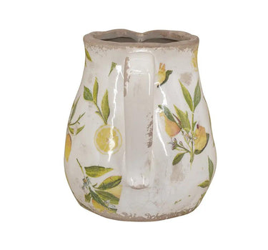A&B White Ceramic Lemon Pitcher Vase 6.3" x 6" - Vases Merchandise