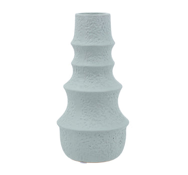 A&B Blue Ceramic Multi-Tiered Vase 5"D x 10.5" - Merchandise