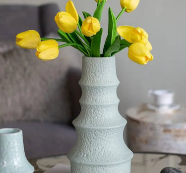 A&B Blue Ceramic Multi-Tiered Vase 5"D x 10.5" - Merchandise