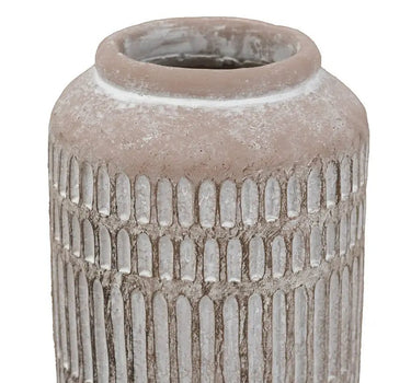 A&B Brown Sand-Cement Ribbed Vase 5.5" x 12" - Uncategorized Merchandise