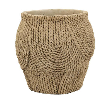 A&B Brown Sand-Cement Planter with Woven Texture 8" x 8" - Merchandise
