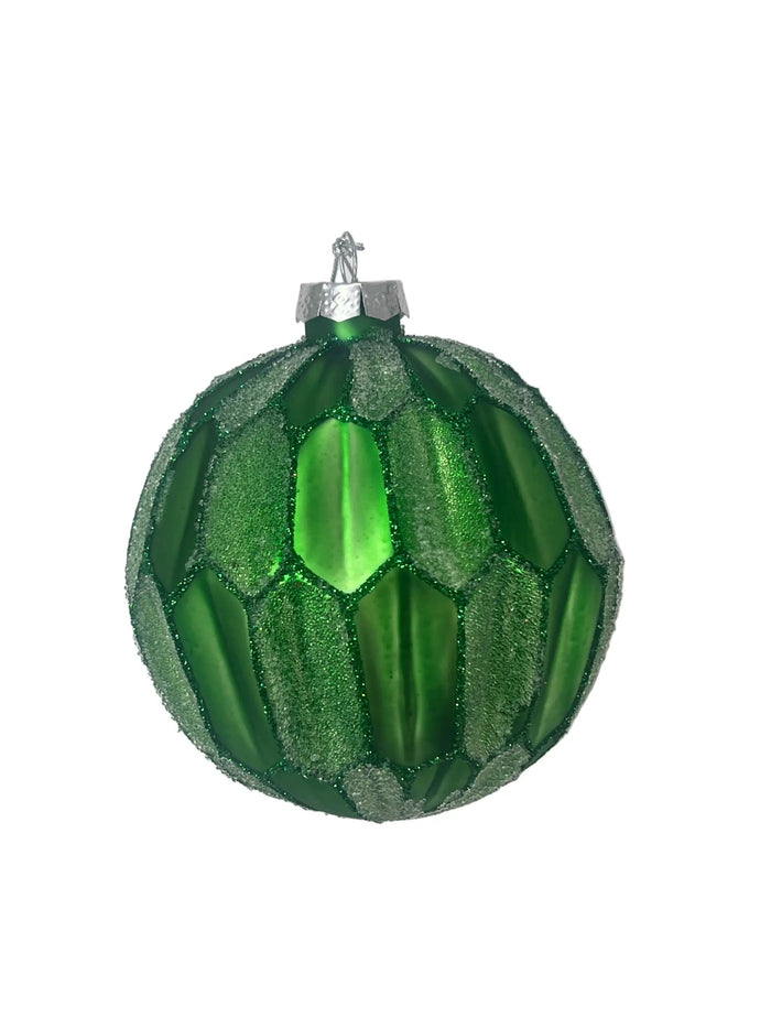 Glass Ball Ornament Green 4"