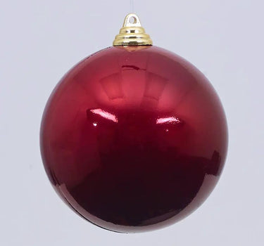 Burgundy candy apple ornament, 8 inch, glossy finish with gold cap