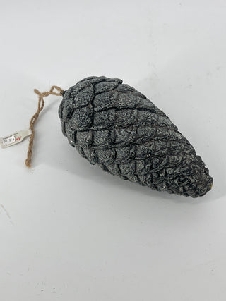 Rustic Pinecone Ornament Grey 6.5"