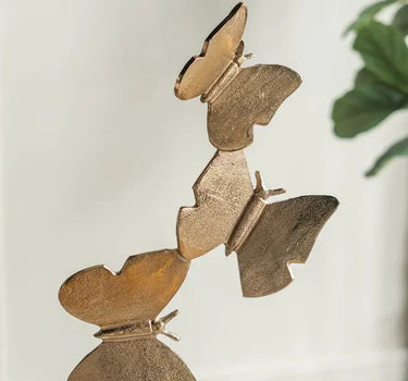 A&B Gold Butterfly Sculpture on White Marble Stand 10" x 16" - Merchandise