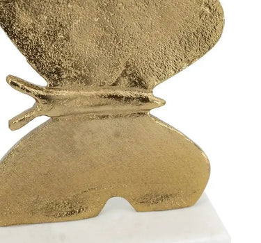 A&B Gold Butterfly Sculpture on White Marble Stand 10" x 16" - Merchandise