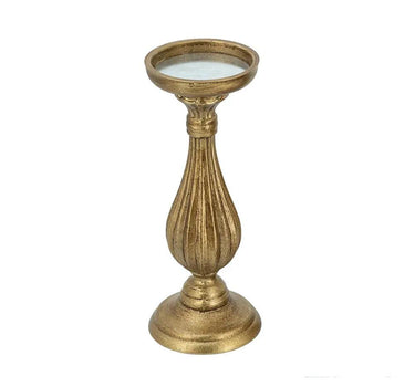 A&B Ornate Wooden Candle Holder with Antique Gold Finish 4.5"D x 11" - Candle Holders Merchandise