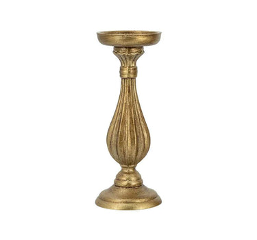 A&B Ornate Wooden Candle Holder with Antique Gold Finish 4.5"D x 11" - Candle Holders Merchandise