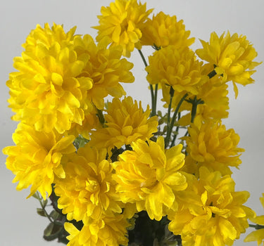 Fortune Mini Pompom Bush Yellow 19” - Silk