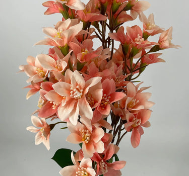 Le Fleur Cluster Mini Flower Bundle (x3) Coral 18" - Artificial Flowering Plants Silk