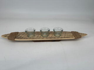 Wood Boat Tea Light Lg 22.5”