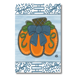 Blue Chinoiserie Pumpkin Garden Glam Flag