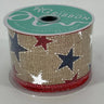 Craig Bachman Red, White, and Blue Glitter Star Ribbon 2.5" x 10 Yd - Uncategorized Ribbon