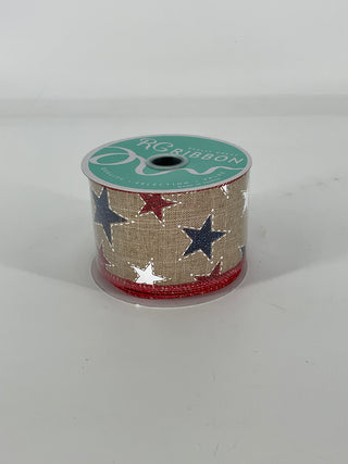 Red, White, and Blue Glitter Star Ribbon 2.5" x 10 Yd