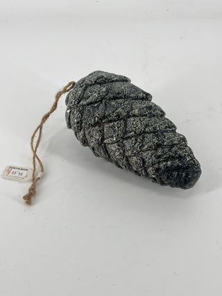 Rustic Pinecone Ornament Grey 6.5"