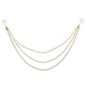 Layered pearl garland necklace, three white pearl strands, 20 in long, gold-tone caps, Raz merchandise