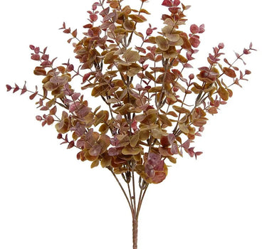 Greenhouse International Plastic Eucalyptus Bush Frosted Burgundy 18"H - Artificial Non-Flowering Plants Silk