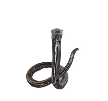 Glass Black-Gold Snake Figurine 6"L x 5"W x 6.5"H