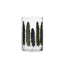 Green Glass Christmas Vase by Diamond Star, clear glass with dark green pine tree motif, 5D x 8H
