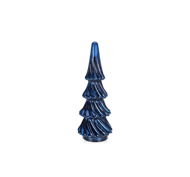 Blue glass Christmas tree by Diamond Star, 5.5 in diameter x 15 in tall