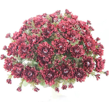 Mum Bush Burgundy 15.5-inch silk artificial flowering plant by GSC