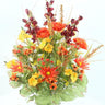 GSC Silk Orange-Plum-Gold Mixed Bush artificial flower arrangement with yellow blooms and green leaves