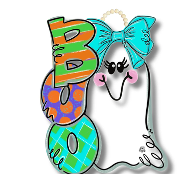 DK Designs "Boo" Girl Ghost Door Hanger - Decor Merchandise
