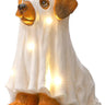 Resin LED Ghost Dog Figurine 12.5H by Special T, white statue with warm LED lights
