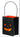 Metal jack-o-lantern container with handle; black exterior, orange interior glow, two sizes available.