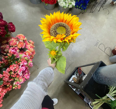 AmBest Sunflower Spray Yellow Orange 42" - Uncategorized Silk