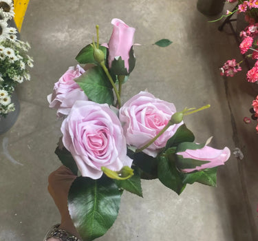 AmBest Real Touch Rose Bundle Light Pink 18" - Artificial Flowering Plants Silk