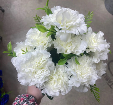 Fortune Carnation Bush Cream 18” - Artificial Flowering Plants Silk