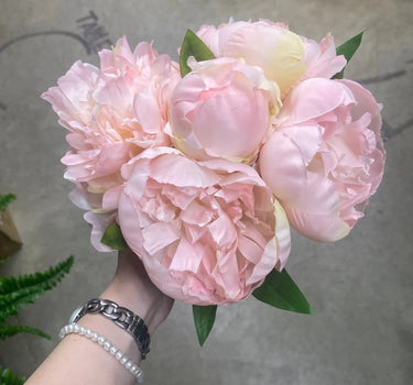 AmBest Peony Bundle Peach 10" - Artificial Flowering Plants Silk