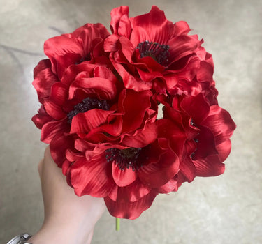 Allstate Anemone Bundle x6 12" Red - Uncategorized Silk