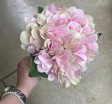 AmBest Mophead Hydrangea Bundle (x3) Pink/Cream 13.5" - Uncategorized Silk