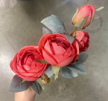 Supreme Rose Spray Red 28" - Artificial Flowering Plants Silk