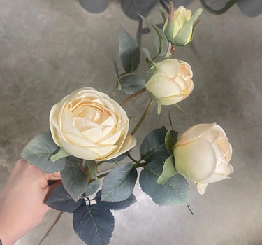 Supreme Rose Spray Beige 28" - Artificial Flowering Plants Silk