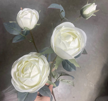 Supreme Rose Spray White 28" - Artificial Flowering Plants Silk