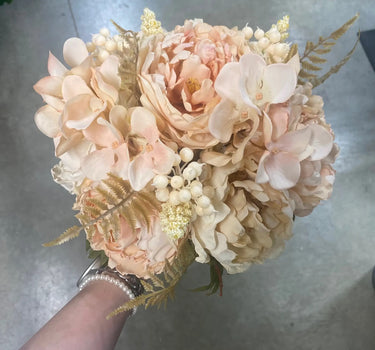 Supreme Peony/Hydrangea Bouquet Soft Peach 14" - Uncategorized Silk