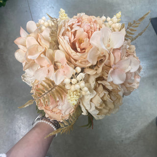 Peony/Hydrangea Bouquet Soft Peach 14"