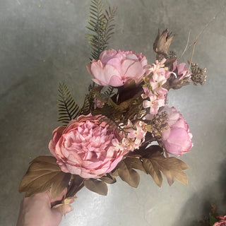 22" Peony Eucalyptus Bundle Pink