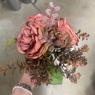 12" Peony Eucalyptus Bundle Burgundy