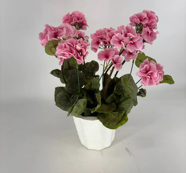 GSC Geranium Pink Potted Plant - Artificial Flora Hanging Basket & Porch Pots