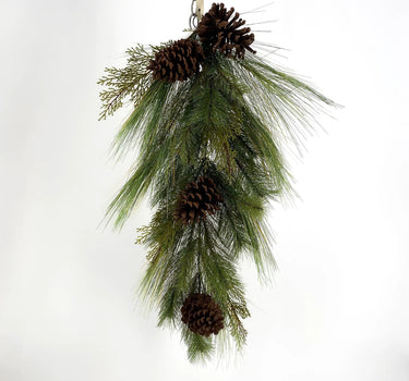 Le Fleur Pine w/ Pinecones Tear Drop 30" - Garlands Silk