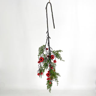 Pine/Red Jingle Bells Spray 40"