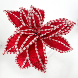 Candy Snow Glitter Poinsettia Stem 30"