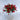 Mum Bush Mandarin Red silk bouquet 15.5in by GSC with red blooms and green foliage in a glass vase